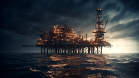 海上石油钻机平台3D概念图图片