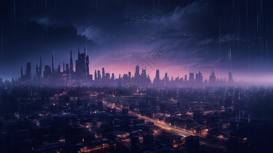 未来派科技感城市概念图背景图片