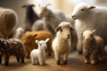 羊毛毡毛毡制动物雕像背景