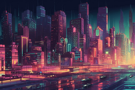像素未来主义城市背景图片