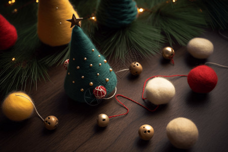 羊毛毡圣诞装饰品套装背景图片