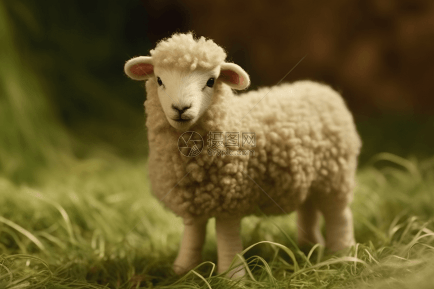 蓬松的羊毛毡羊图片