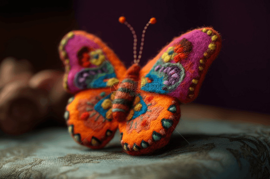 充满活力的羊毛毡制蝴蝶图片