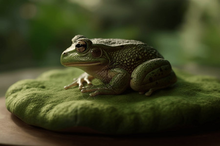 池塘睡莲垫上的毡蛙背景图片