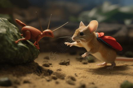 英雄雕像强大的老鼠在战斗插画