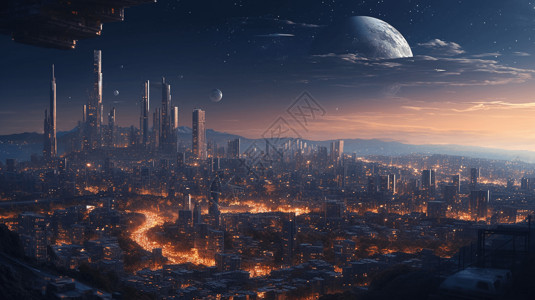 星际城市背景图片