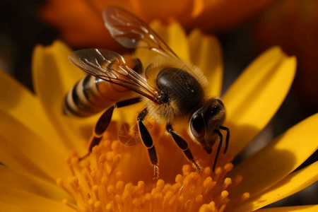 强大的采蜜的蜜蜂背景图片