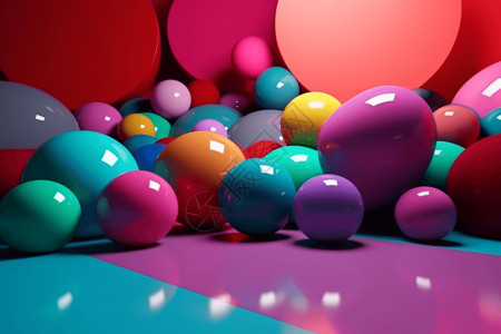 彩色漂浮球3d彩球背景