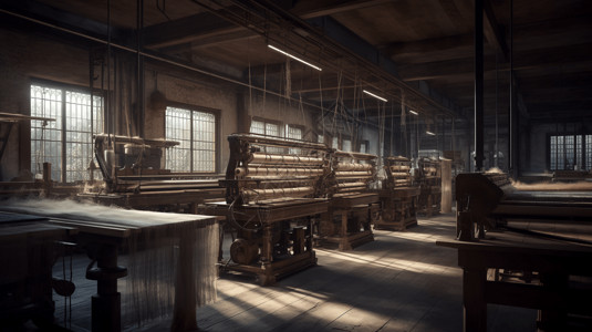 丝网织机工业纺织厂场景设计图片