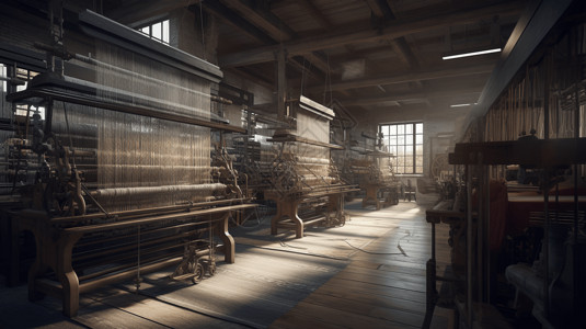 纺织制造工业纺织厂3D概念图设计图片