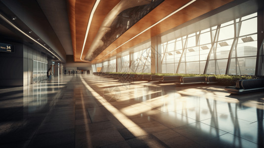 现代机场航站楼内部概念图图片