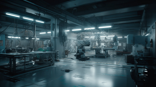 机械制造工厂的3D概念图背景图片