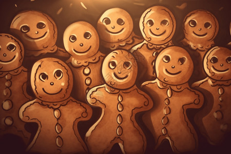卡哇伊表情美味的姜饼人插画