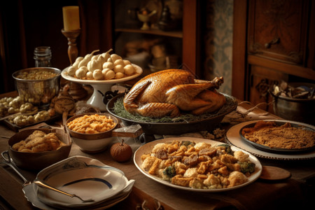 美味的感恩节餐桌图片