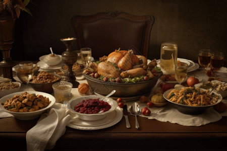 感恩节餐桌背景图片