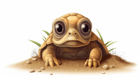 一只沙滩上的小乌龟背景图片