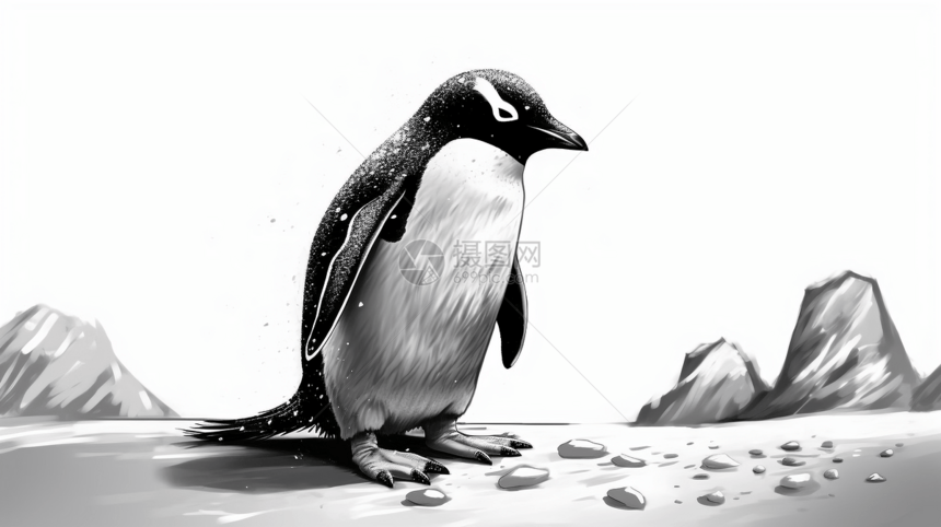 一只可爱的黑白企鹅图片