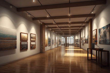 美术馆的走廊高清图片