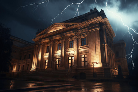国外美术馆下雨期间的美术馆大楼设计图片