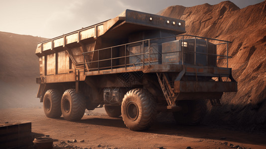 金属矿山矿山运输车运输特写图设计图片
