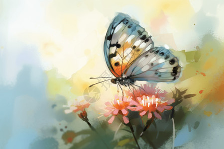精致的蝴蝶栖息在花朵上图片