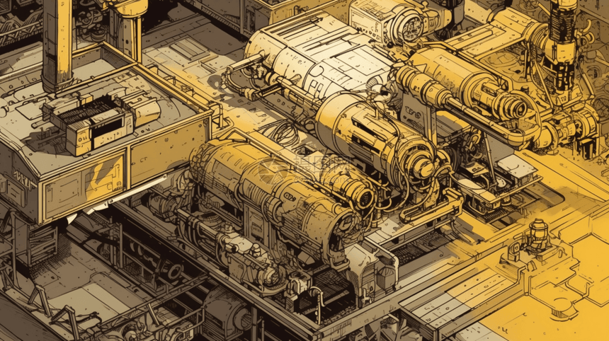 工厂车间大型机械的插图图片
