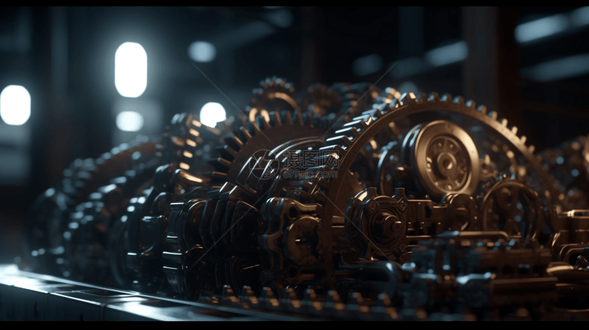 金属齿轮机构3D概念图图片