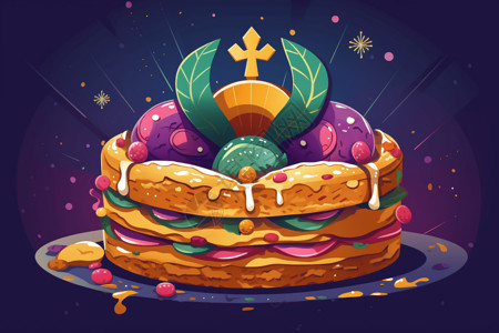 好看蛋糕狂欢节国王的蛋糕插画