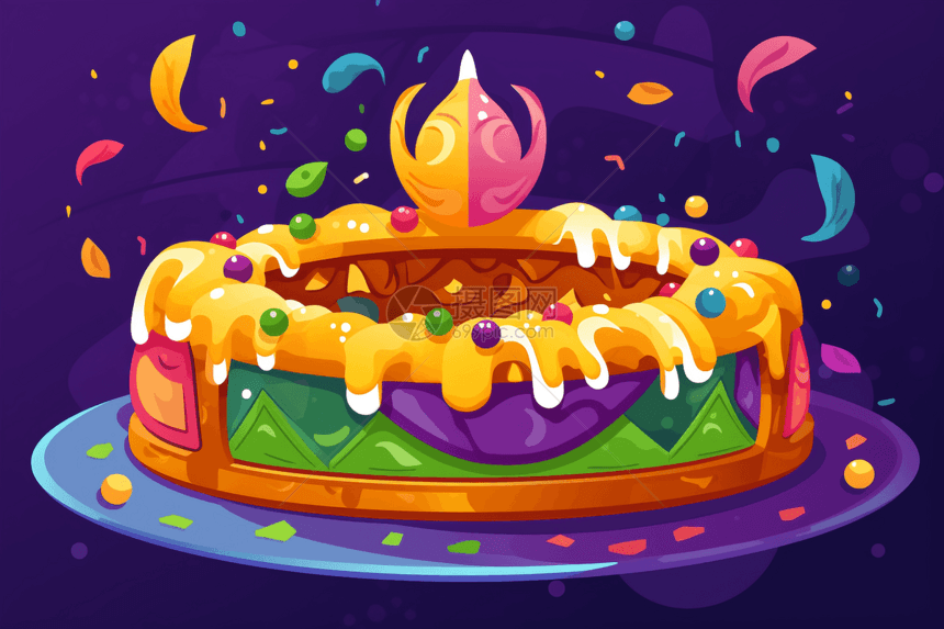 狂欢节精致美味的国王蛋糕图片