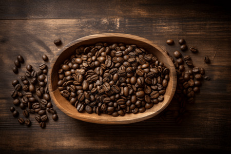 桌子上等待被加工的咖啡豆背景图片