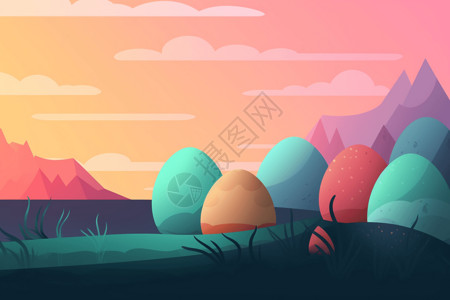 复活节色彩鲜艳好看的彩蛋背景图片