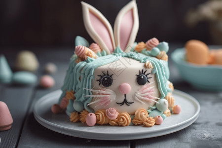 复活节的兔子蛋糕背景图片