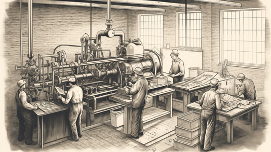 工人操作机械提高生产效率插图图片