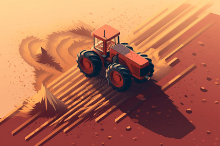 拖拉机工作的平面插图图片