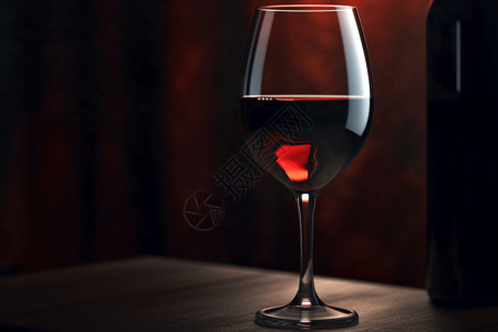 桌子上一杯精致的经典红酒背景
