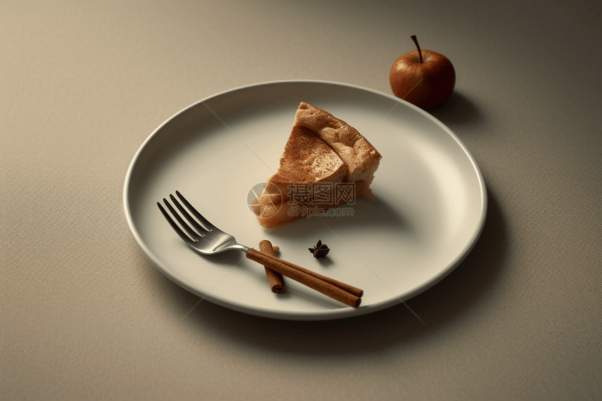 =美味苹果派在盘子里图片