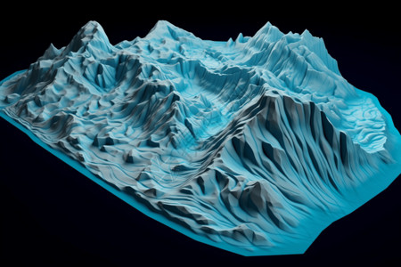 概念粘土海洋中漂流的冰川3D粘土模型设计图片