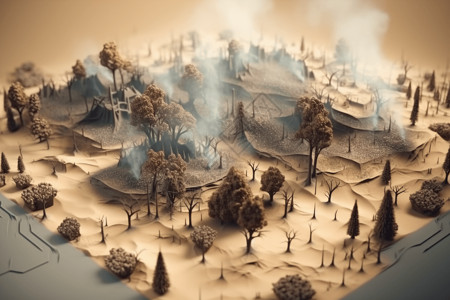 野火后森林的粘土模型图片