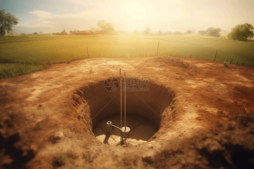 农场中水井的3D创意概念图图片