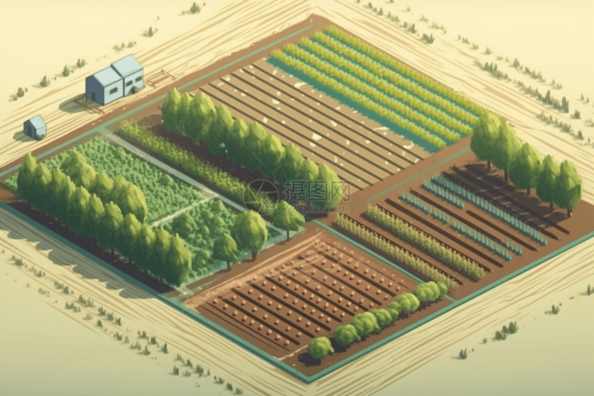 新型农场的3D概念黏土模型图片