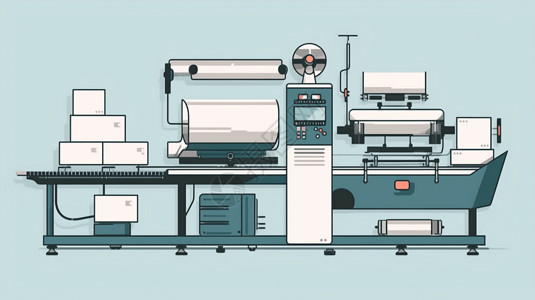 智能打印机智能包装贴标产品机器插图插画
