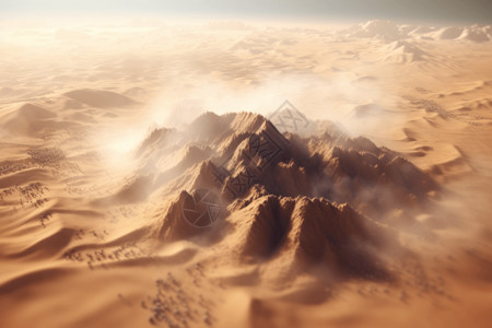 沙尘暴横扫沙漠的等距视图图片