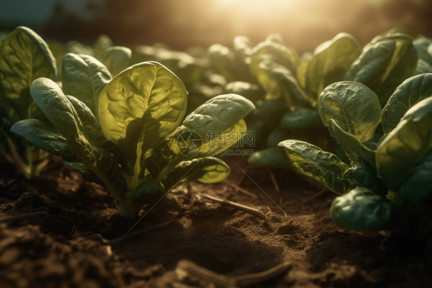 菠菜种植农场特写图片