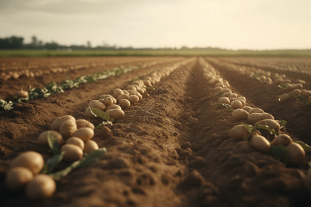 马铃薯种植农场特写图高清图片