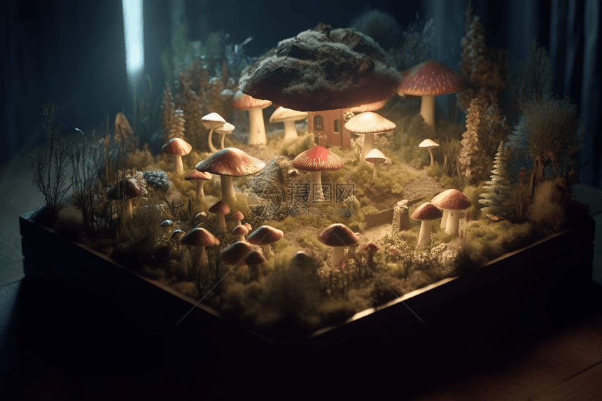 室内农场培养蘑菇概念图图片