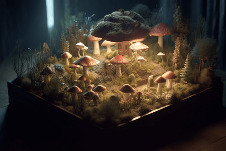 室内农场培养蘑菇概念图背景图片