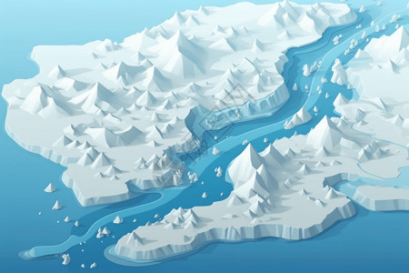 玉龙雪山冰川大索道北极暴风雪3D创意插图插画