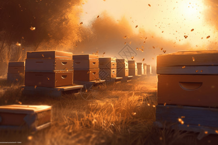农场养殖蜂蜜艺术插图背景图片