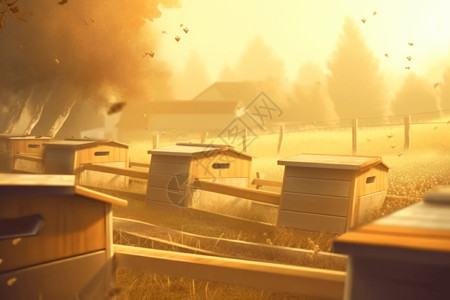 农场养殖蜂蜜平面插图背景图片