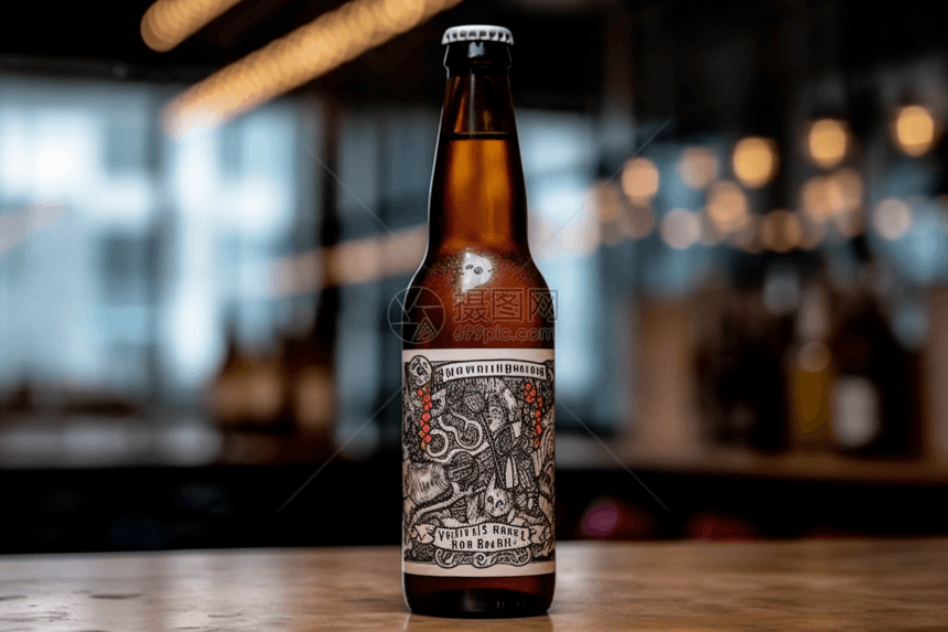 一瓶带有标签的啤酒图片